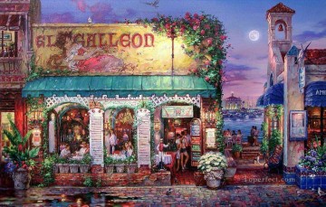 Artworks in 150 Subjects Painting - Cafe Bella shops cityscape modern city scenes